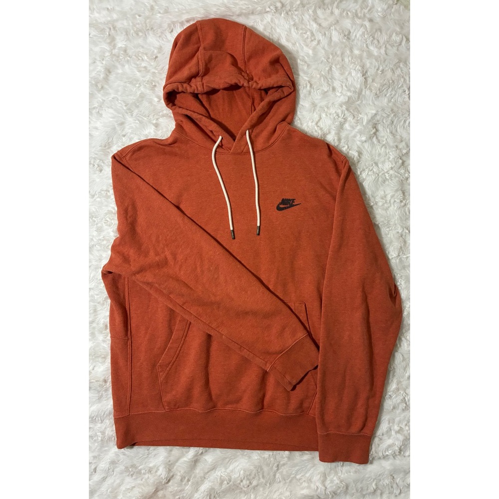 Nike Sportswear Revival Pullover Hoodie Mens Medium Orange Speckled Logo